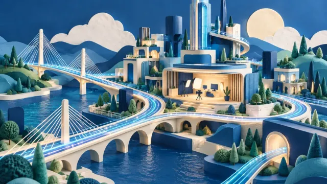 A modular digital city with connected publishing and performance features