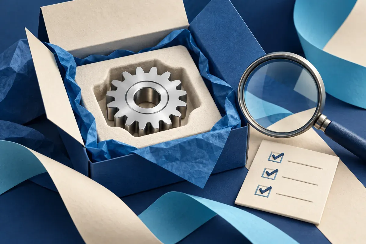 Open software release package with a replacement gear and inspection lens