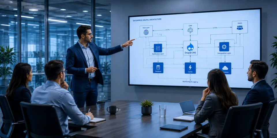 Consultants collaborating on a digital solution